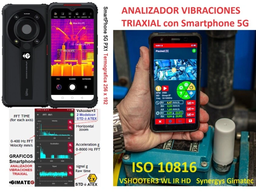 analizador vibracion triaxial foto maquina y color ISO 10816 VSHOOTER GimateG