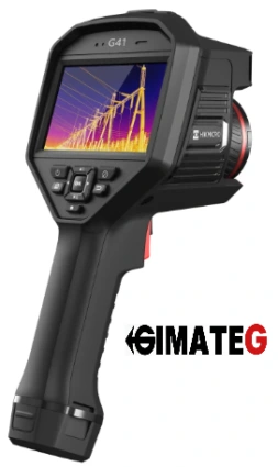 Cámara termográfica profesional HIKMICRO G41 con resolución 480x360, vídeo, GPS y láser para mantenimiento industrial e inspección predictiva, disponible en Gimatec