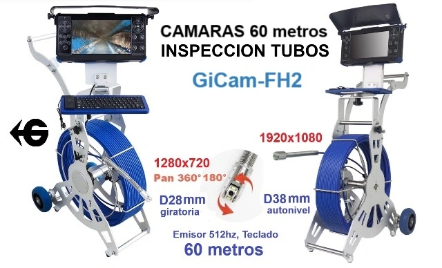 ir Doble CAMARA 28mm giratoria y 38mm FHD INSPECCION TUBERIAS Gicam-FH2 Gimateg