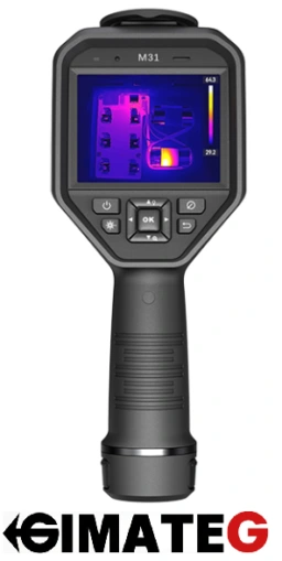 Cámara termográfica profesional HIKMICRO M31 con resolución 384x288, SuperIR y análisis térmico para HVAC e inspección industrial, disponible en Gimatec