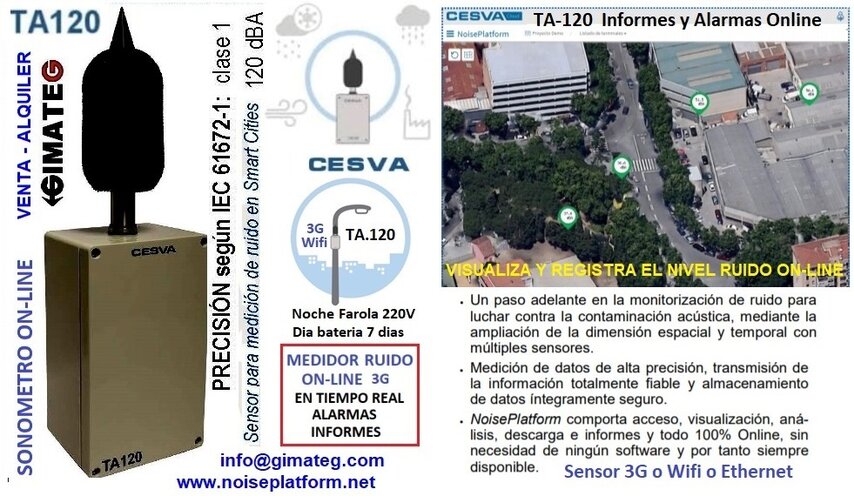 valquiler medidor ruido online 3G cesva TA120 gimateg