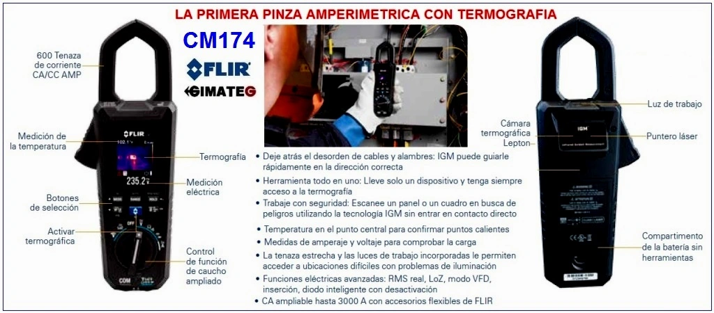 pinza amperimetrica con camara termografica de FLIR CM174