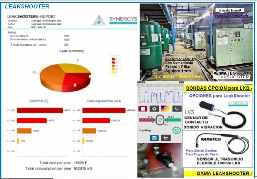 software informes coste x fuga aire comprimido leakshooter reports