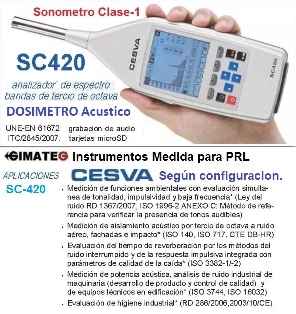 venta alquiler sonometro con dosimetro acustico SC420 gimateg