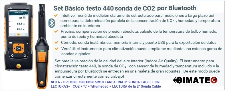 medidor CO2 aire ambiente testo 440 535 gimateg