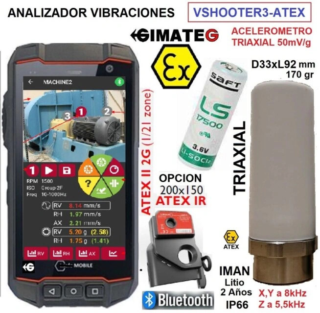 analizador vibracion atex triaxial con foto maquina VSHOOTER GimateG