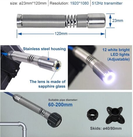 camara 23mm FHD 1080p FH1 inspeccion tubos GimateG
