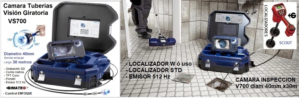 camara vision giratoria para inspeccion tubos y chimeneas GimateG