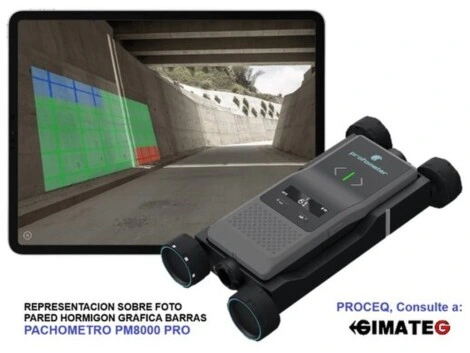 visualizacion barras en pared hormigon proceq PM8000 gimateg